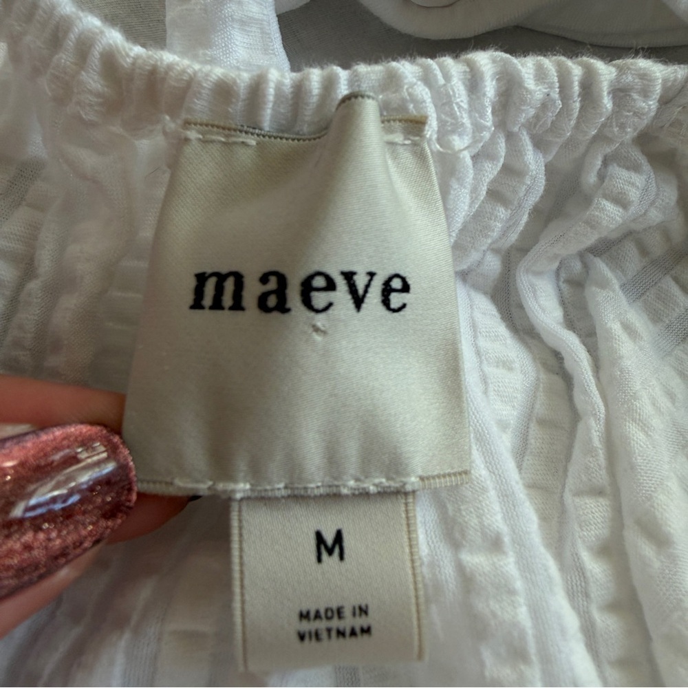 Maeve by Anthropologie White Ruffle Peplum Top – Size M - Picture 5 of 6